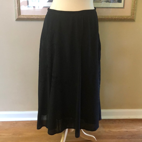 BLA PAISLEY EMBROIDERED GORED CREPE SKIRT - Picture 2 of 7